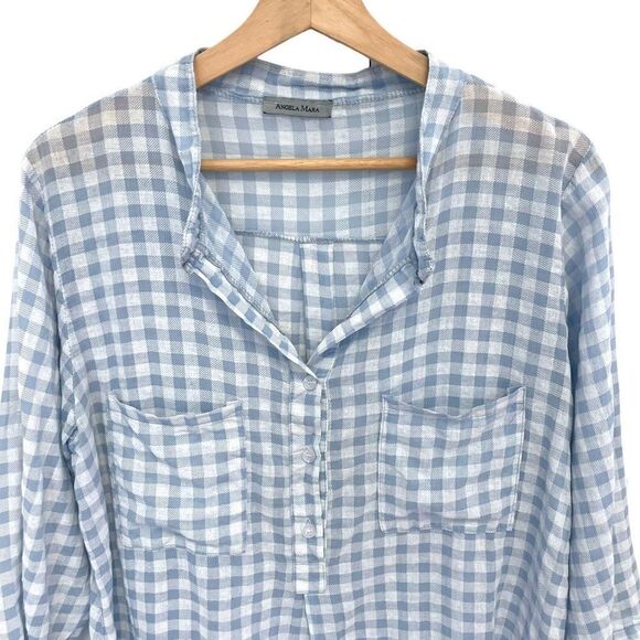 Angela Mara Plaid Brushed Cotton Top - Picture 2 of 6